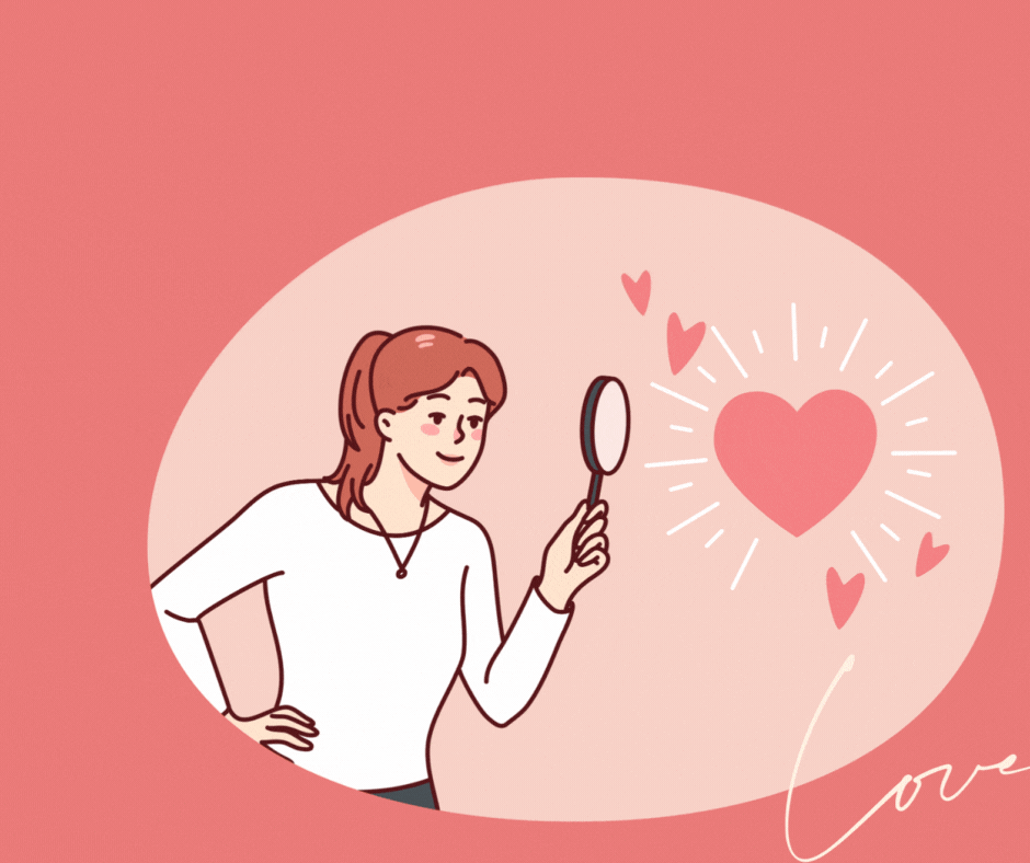 GIF of a woman holding a magnifying glass.